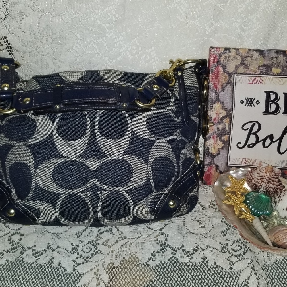 👜COACH Carly Denim Shoulder Handbag